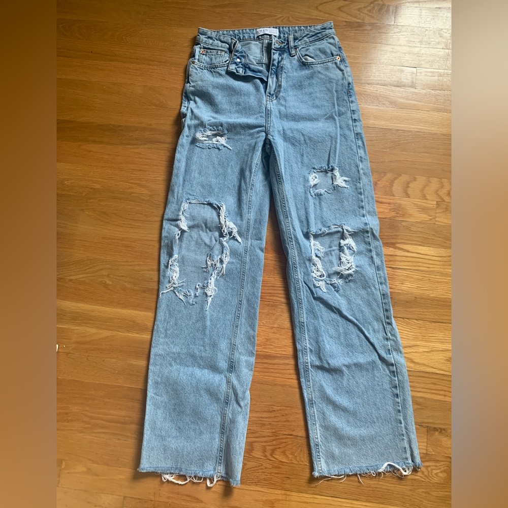 ripped wide leg jeans